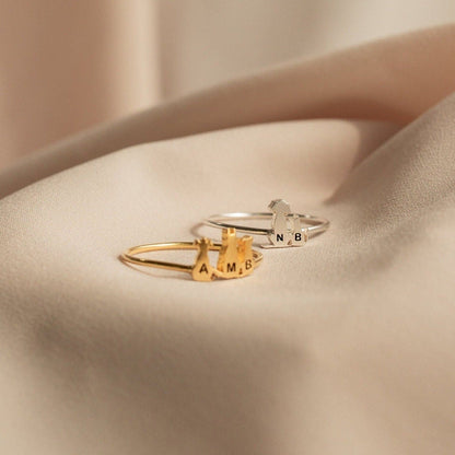 Whimsical Charm: The Dainty 925 Sterling Silver Charm Ring Rose Gold