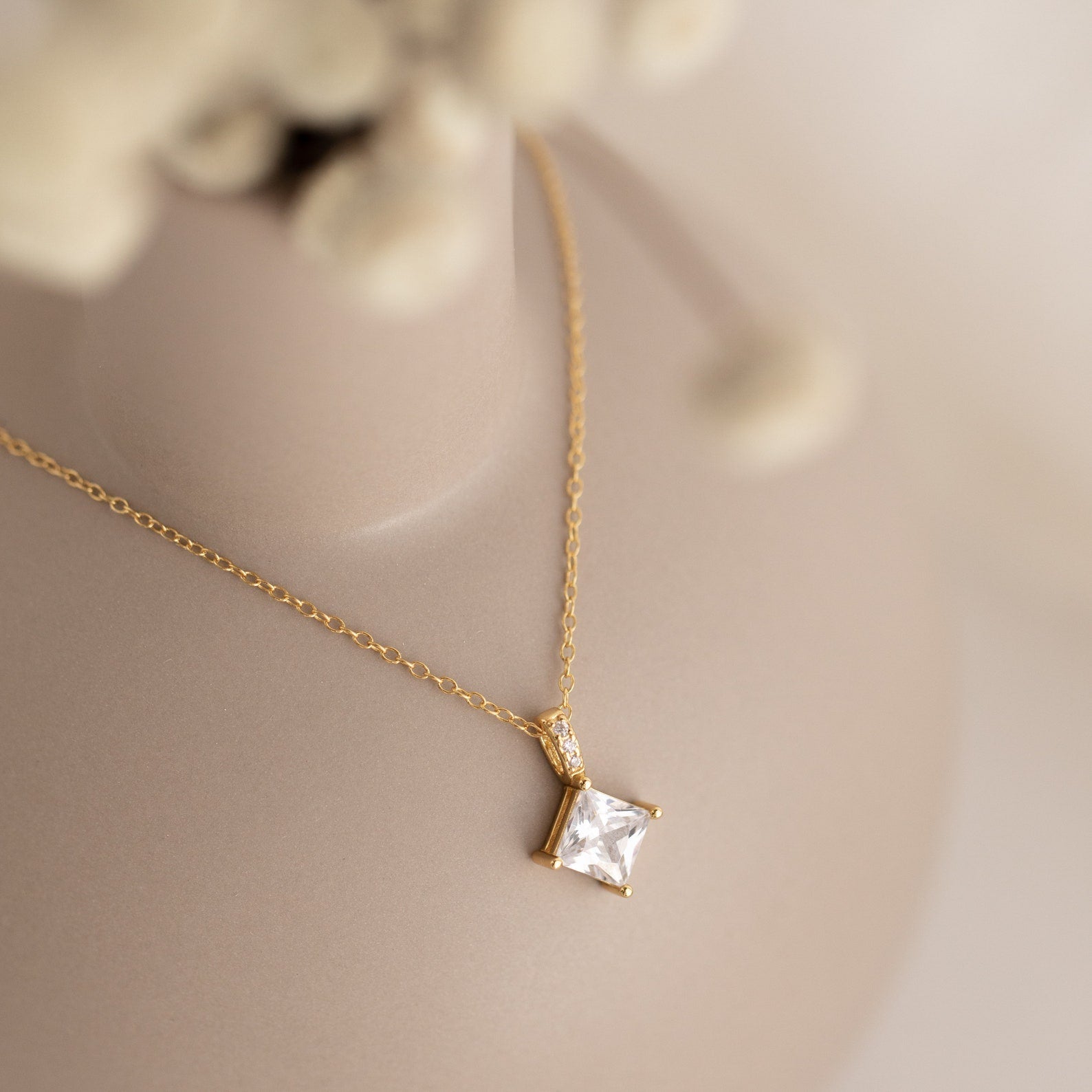 Timeless Elegance: Princess Cut CZ Diamond Pendant
