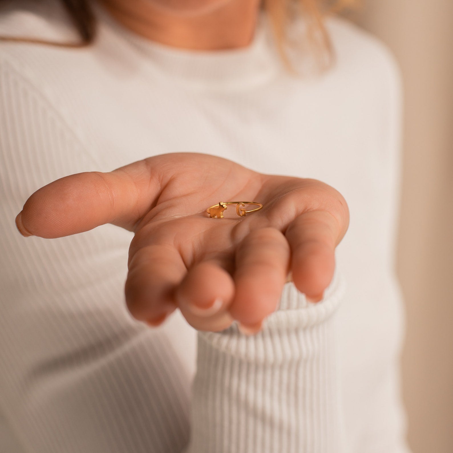 Duo Pet Initial Ring 18K Gold