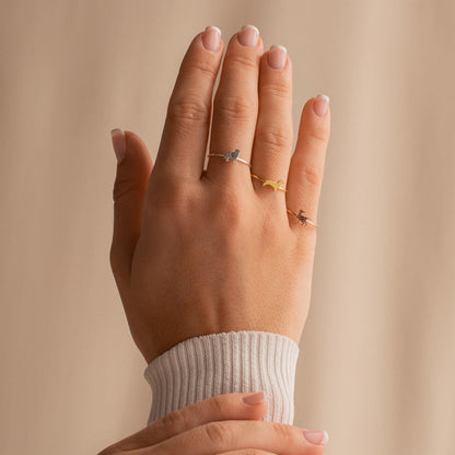 Whimsical Charm: The Dainty 925 Sterling Silver Charm Ring 18K Gold