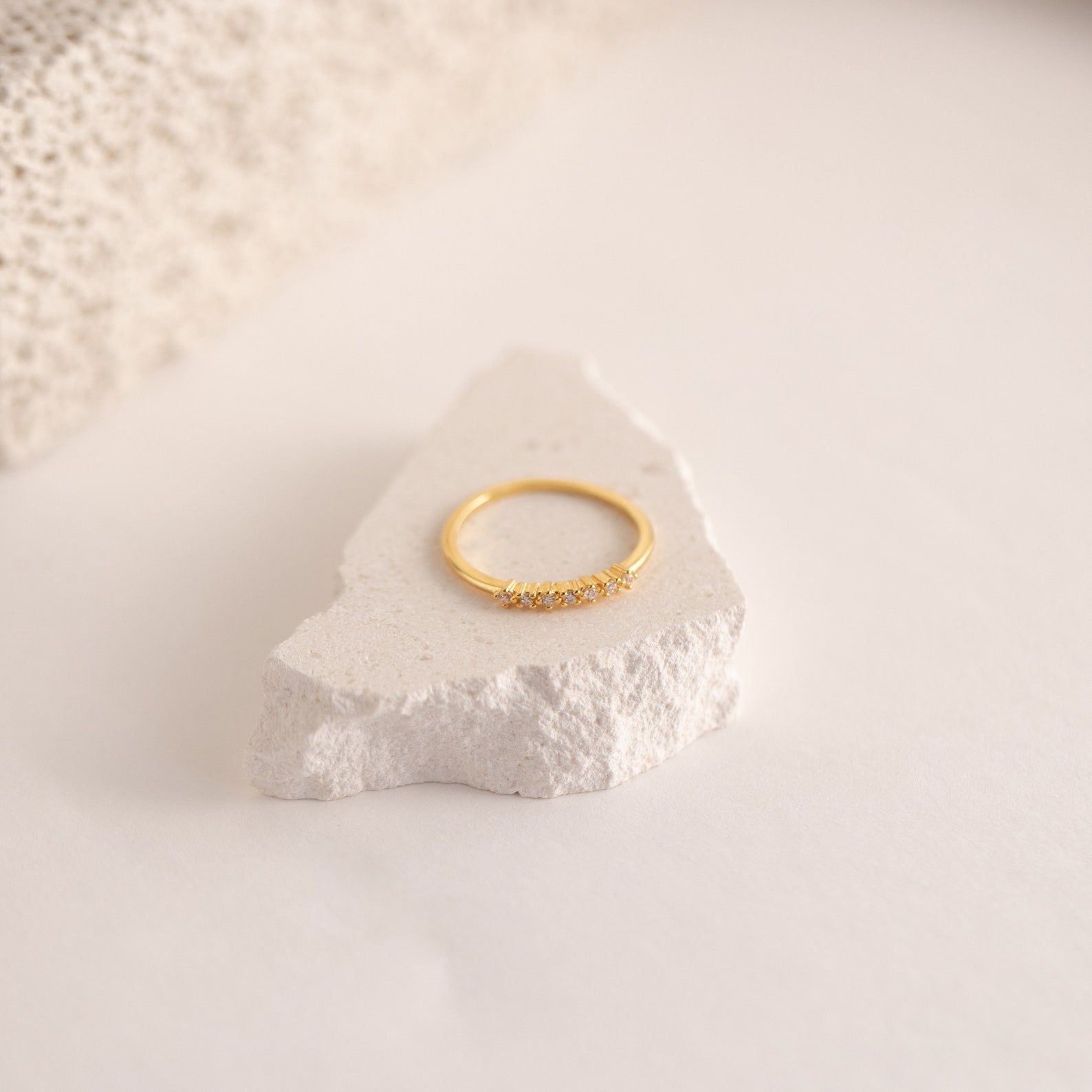 Elegant CZ Diamond Stackable Ring 18K Gold