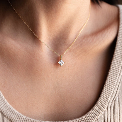 Timeless Elegance: Princess Cut CZ Diamond Pendant