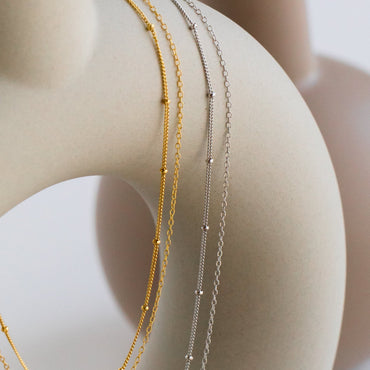 Effortless Chic: Beaded Duo Chain Necklace
