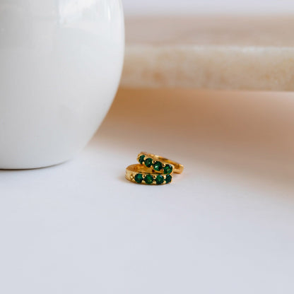Emerald Huggie Hoops: Timeless Elegance in Stunning Green