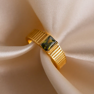Gilded Oasis: The Olive Peridot Signet Ring