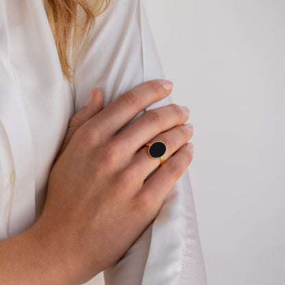 Vintage Glamour: Midnight Hour Black Onyx Signet Ring