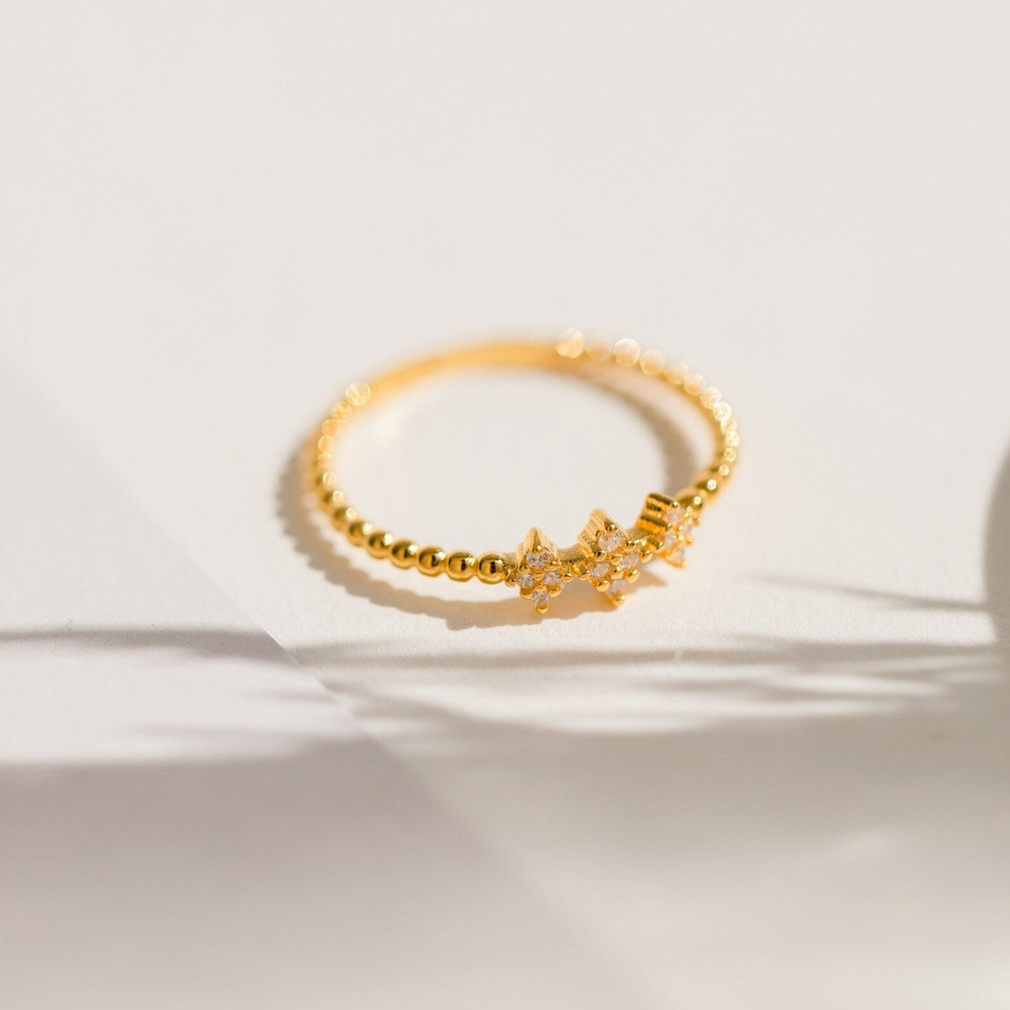 Jasmine Beaded Diamond Ring 18K Gold