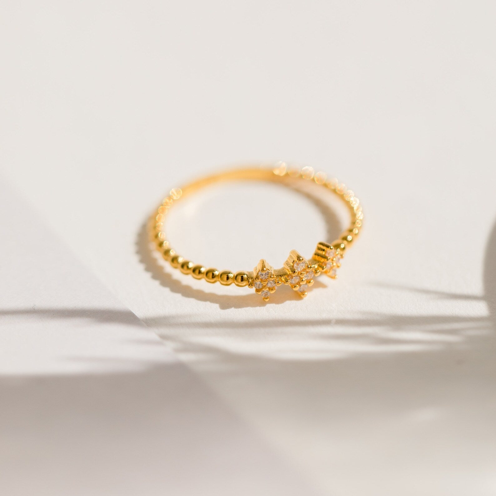 Jasmine Beaded Diamond Ring 18K Gold
