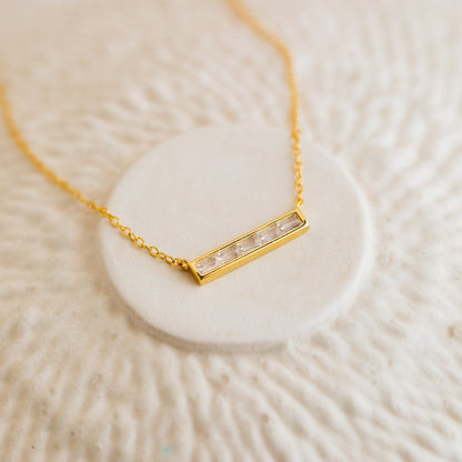 Diamond Bar Necklace 18K Gold