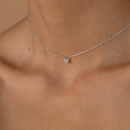 Mandy Pave Butterfly Necklace Sterling Silver