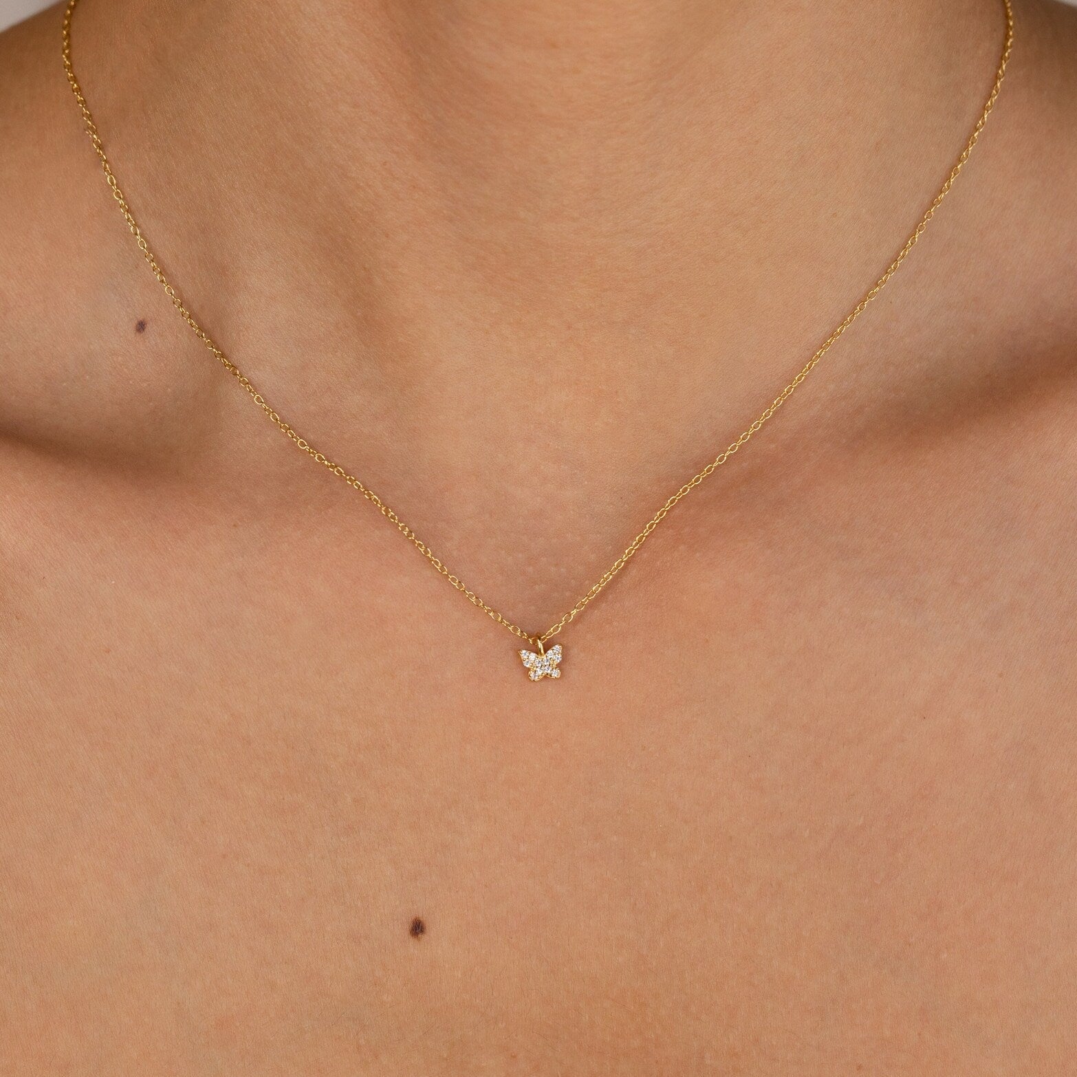 Mandy Pave Butterfly Necklace 18K Gold