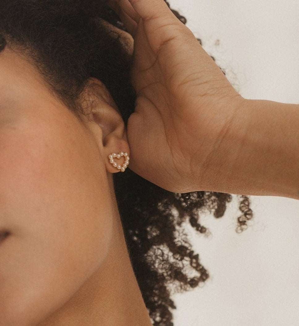 Pearl Heart Studs
