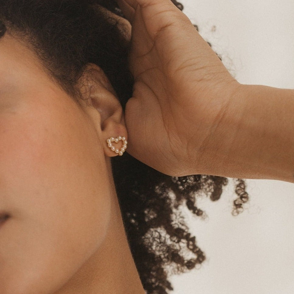 Pearl Heart Studs