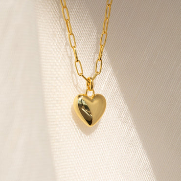 Taylor Heart Paperclip Necklace 18K Gold