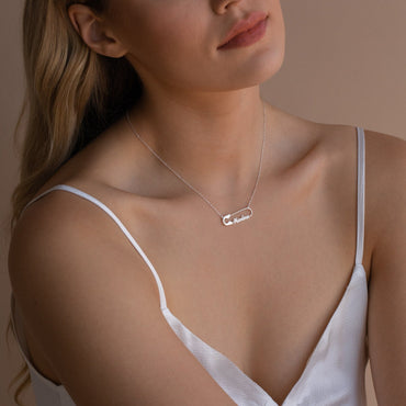 Safety Pin Name Necklace Sterling Silver