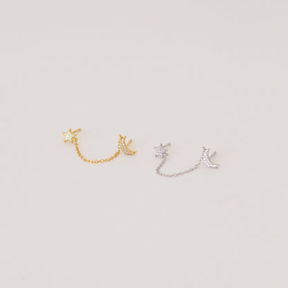 Luna Moon & Star Chain Earrings