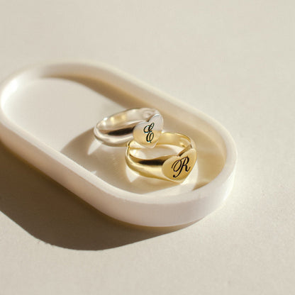 Cherished Affection: The Traditional Initial Heart Signet Ring