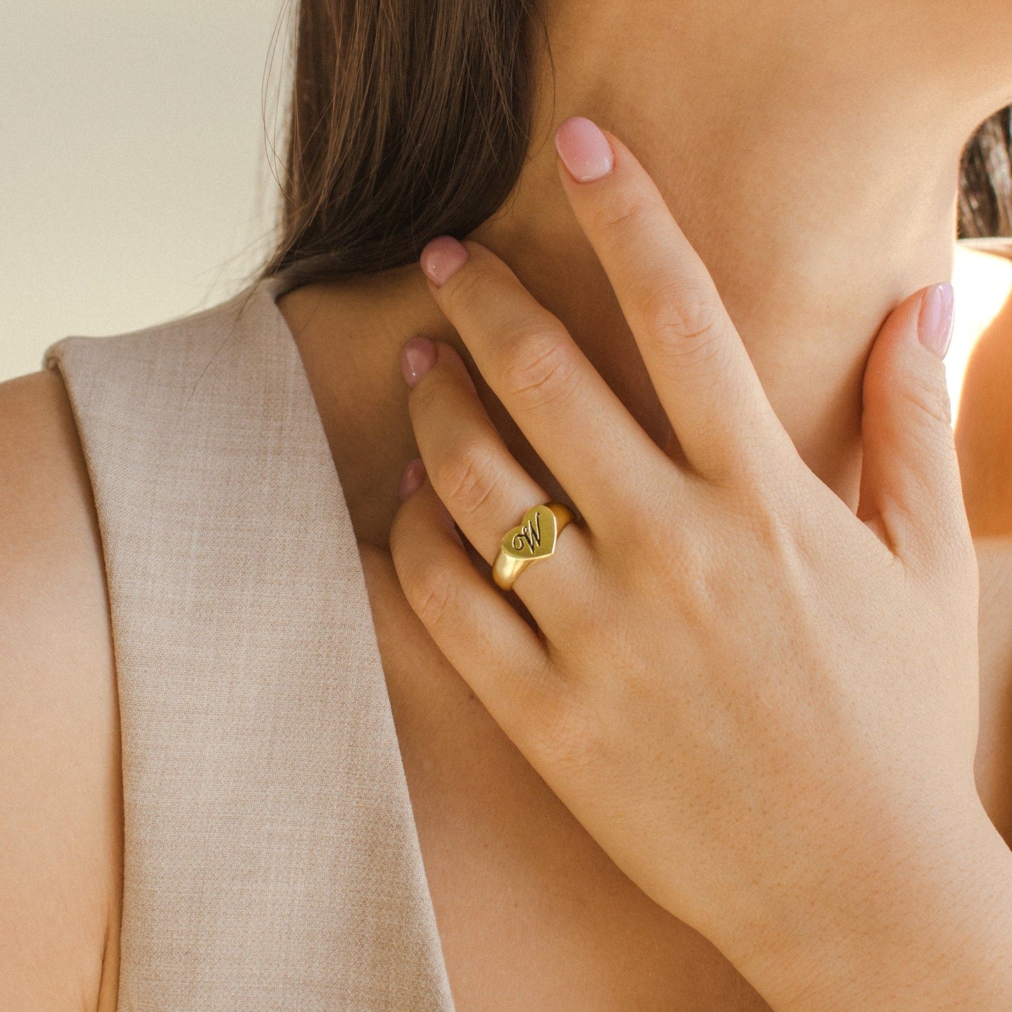 Cherished Affection: The Traditional Initial Heart Signet Ring