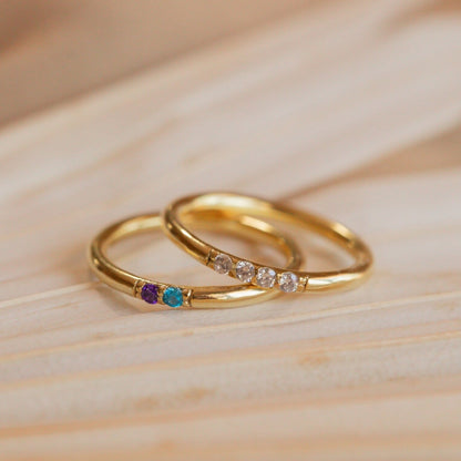 Personalized Elegance: Mini Birthstone Ring