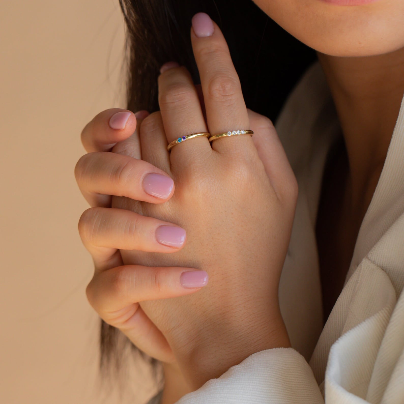 Personalized Elegance: Mini Birthstone Ring 18K Gold
