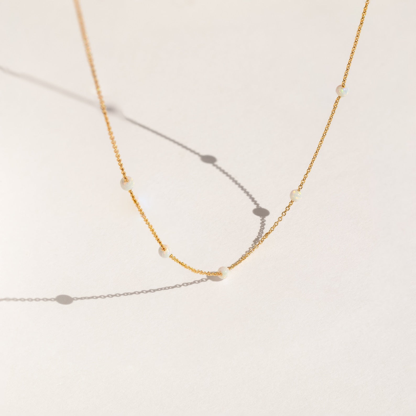 Opal Station Necklace 18K Gold