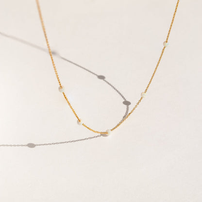 Opal Station Necklace 18K Gold
