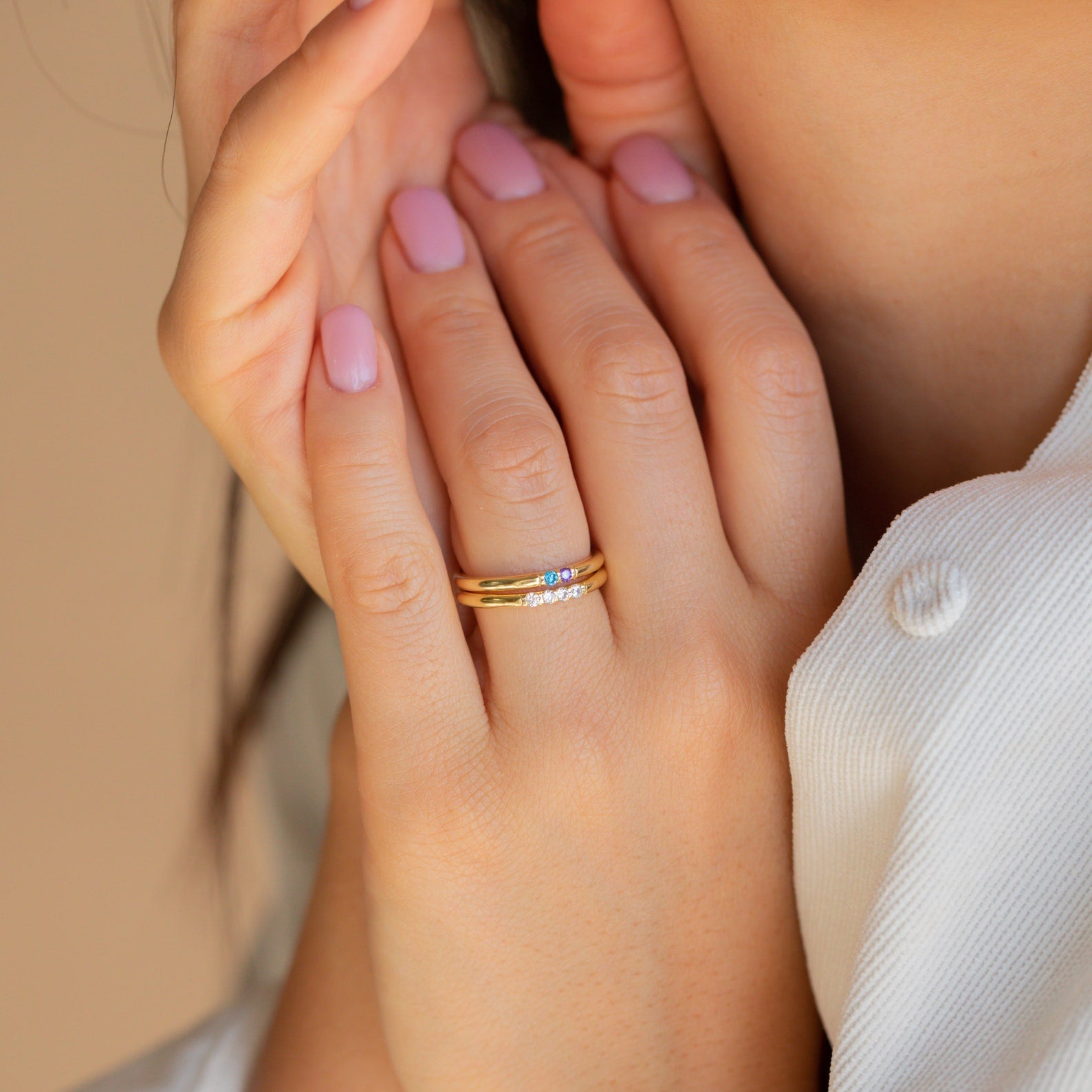 Personalized Elegance: Mini Birthstone Ring Sterling Silver