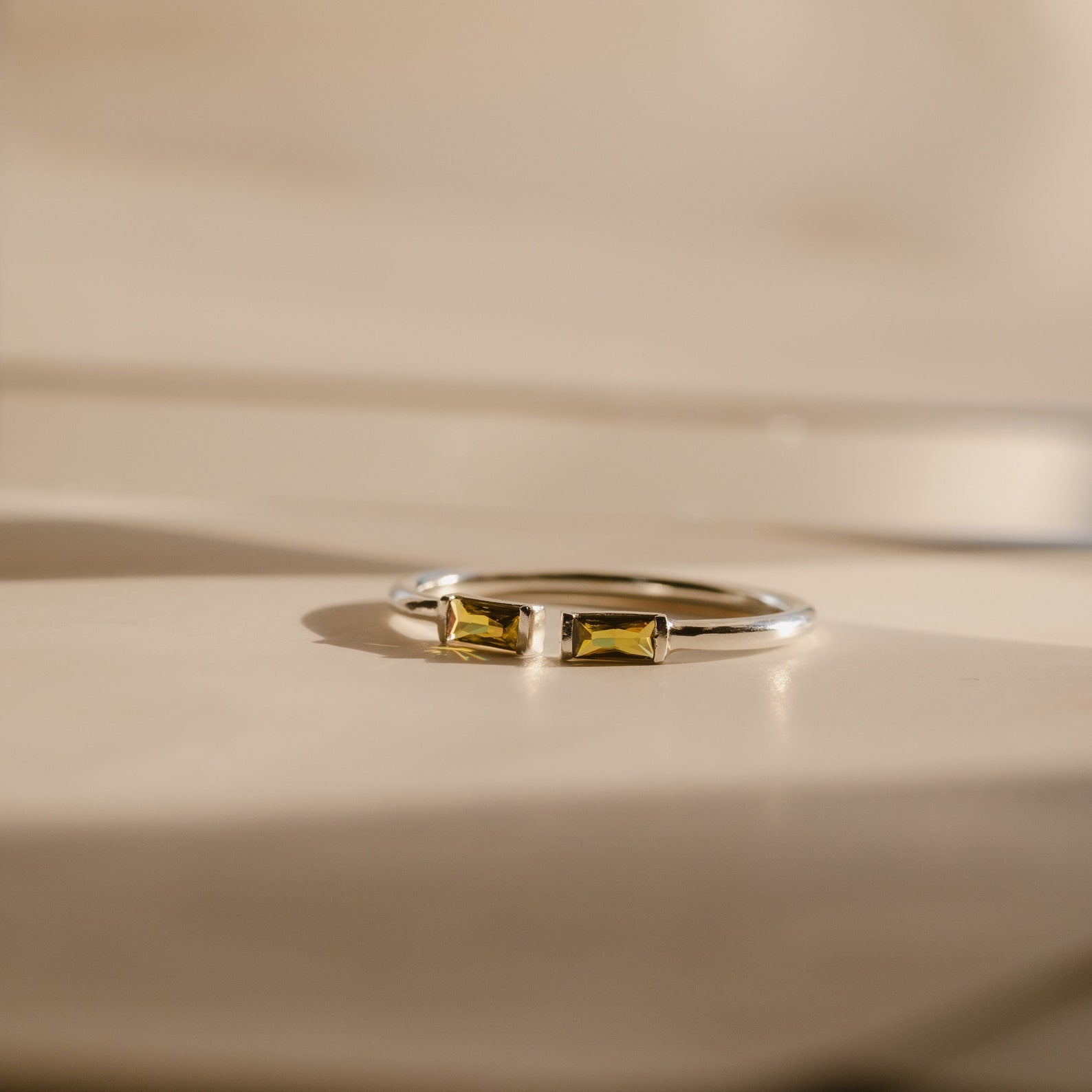 Duo Baguette Birthstone Ring Rose Gold