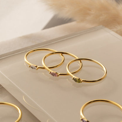 Personalized Delicacy: Custom Marquise Birthstone Ring