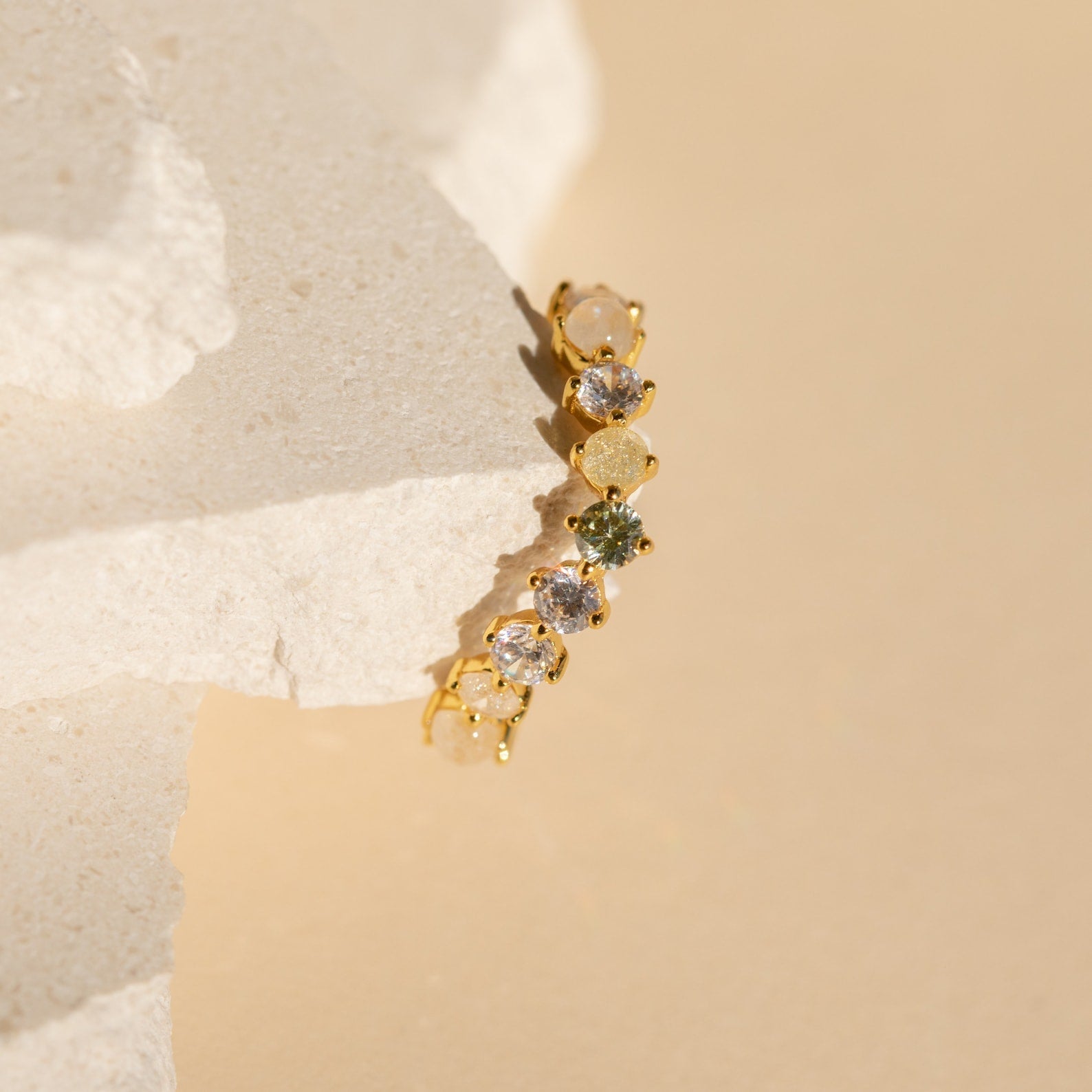 Mosaic Moonstone Diamond Eternity Band: Captivating Celestial Elegance