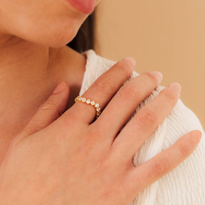 Mosaic Moonstone Diamond Eternity Band: Captivating Celestial Elegance