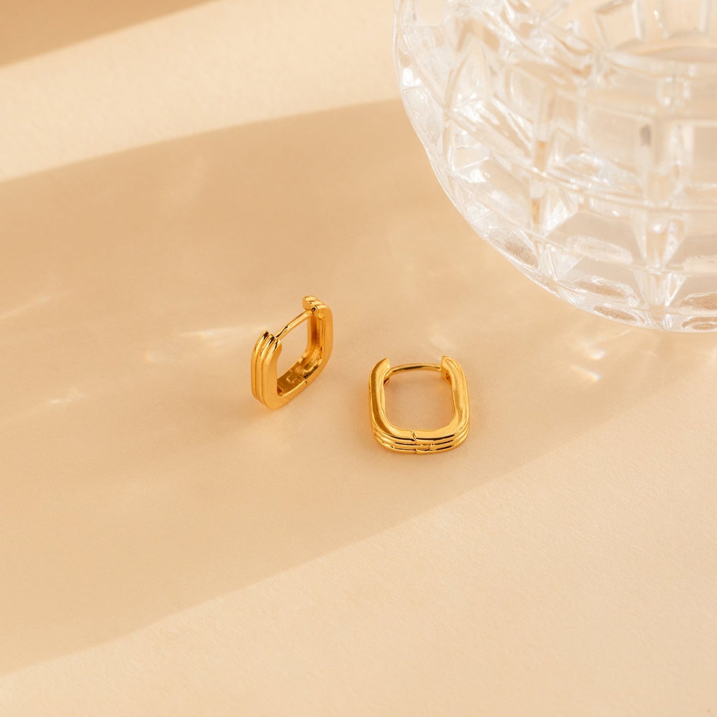 Ribbed Link Hoops 18K Gold