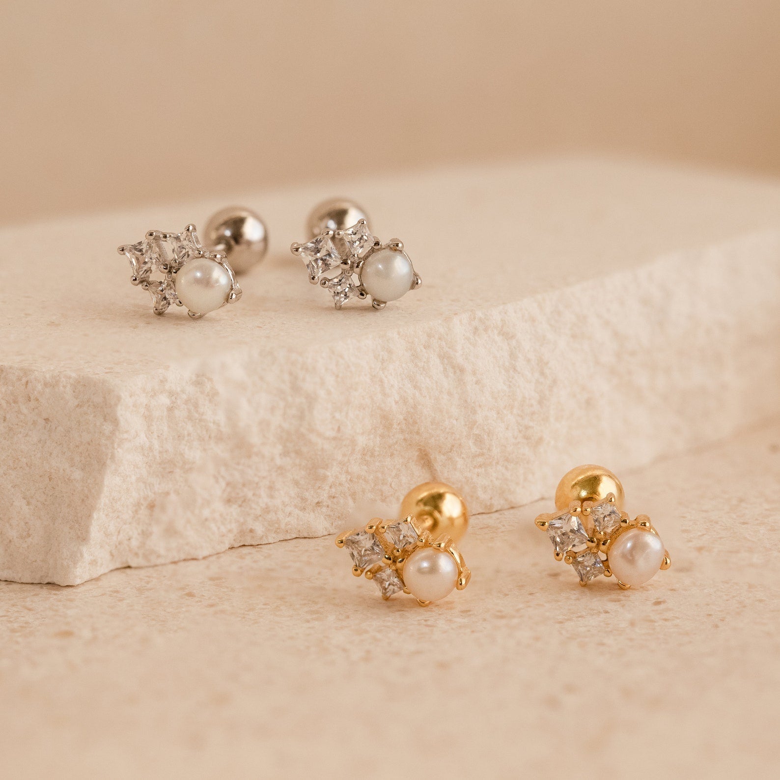 Eternal Glamour: Angelina Pearl Stud Earrings