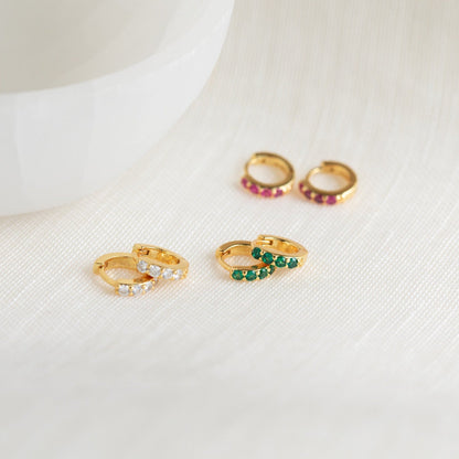 Elise Gemstone Huggie Hoops: Timeless Elegance for Every Occasion