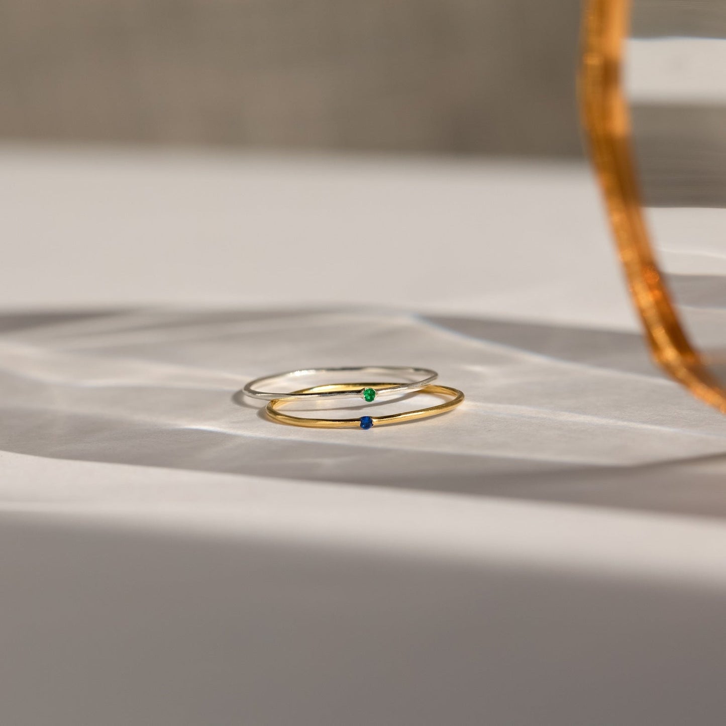 Delicate Birthstone Elegance: The Thin Mini Birthstone Ring Sterling Silver