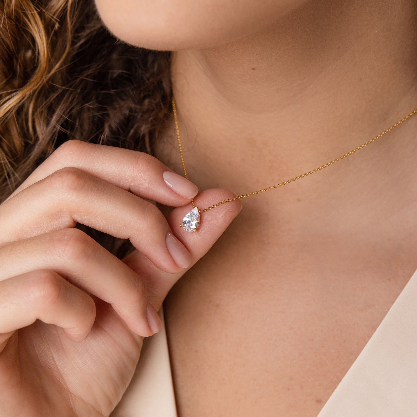 Ophelia Birthstone Necklace 18K Gold April Diamond