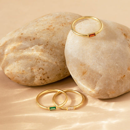 Custom Baguette Birthstone Ring