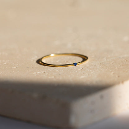 Delicate Birthstone Elegance: The Thin Mini Birthstone Ring 18K Gold