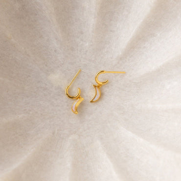 Opal Moon Mini Hoops 18K Gold