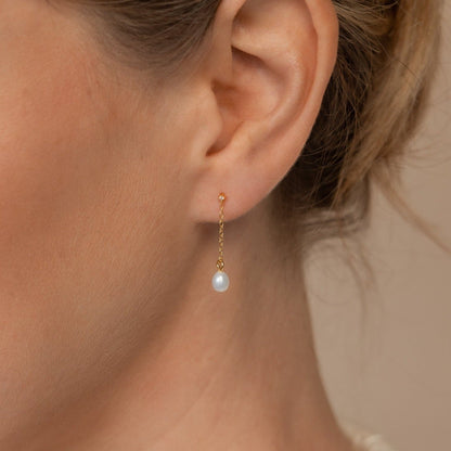 Isha Pearl Drop Earrings 18K Gold