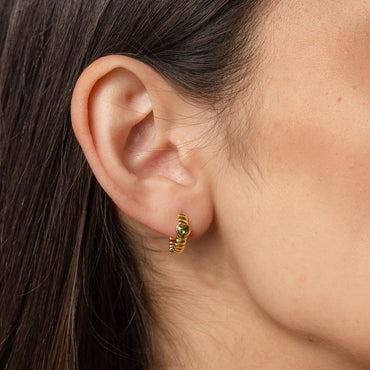 Unique Elegance: Peridot Heart Huggie Earrings