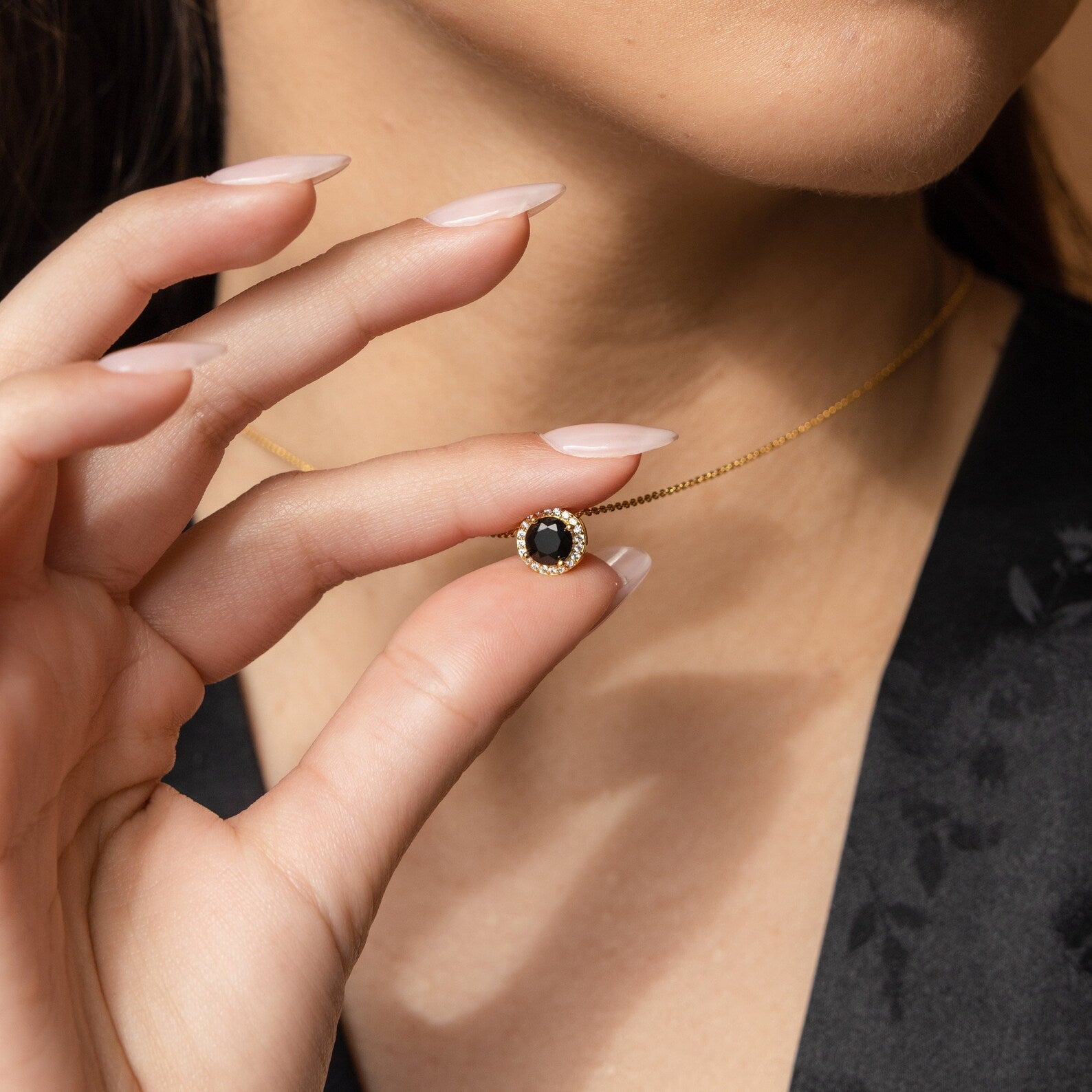 Radiant Elegance: Halo Birthstone Necklace