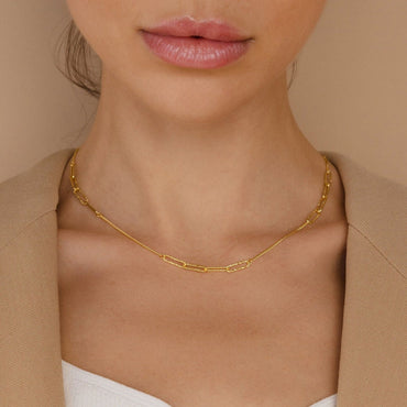 Textured Paperclip Necklace: Elevate Your Minimalist Styl 18K Gold