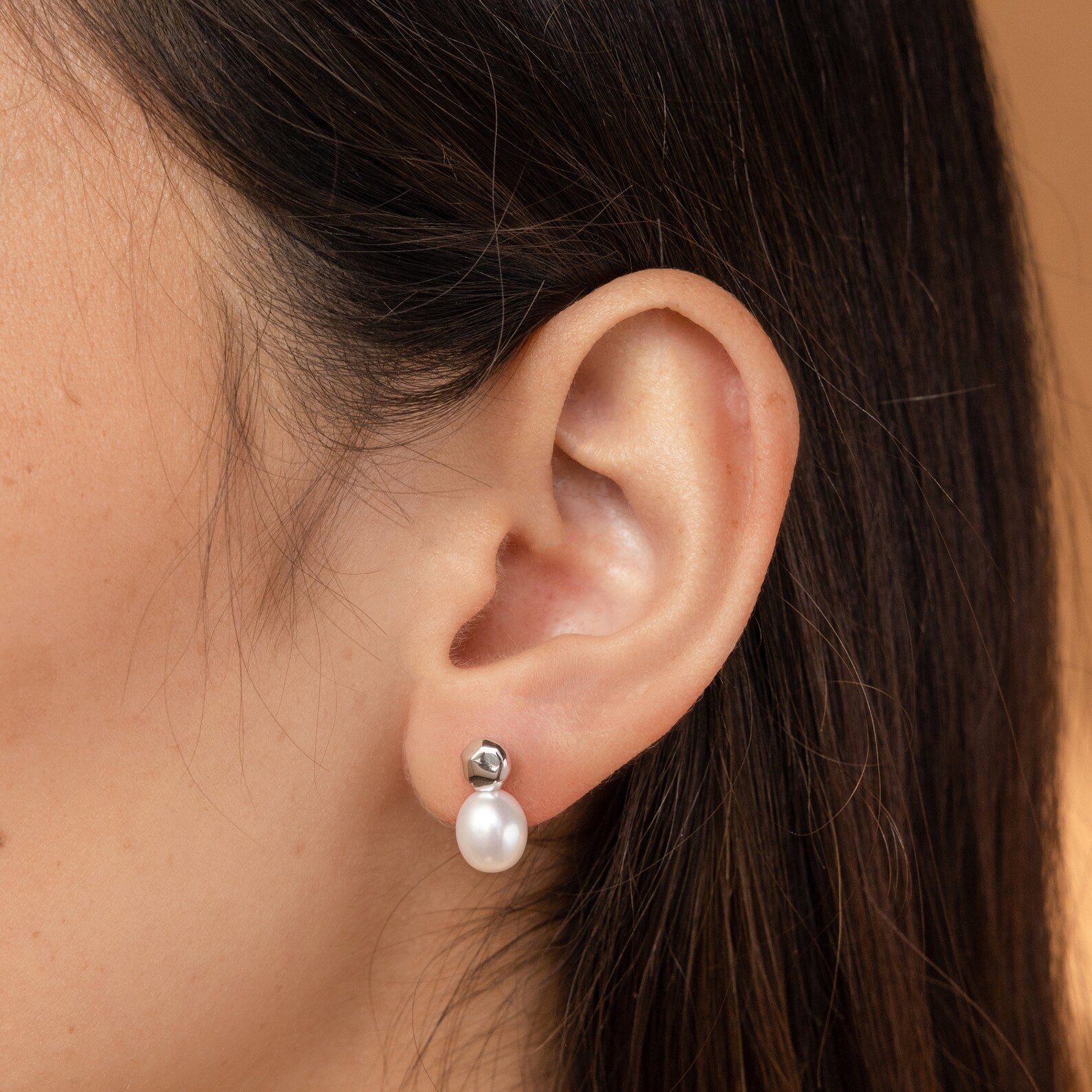 Glamour Elevated: Pearl Gemstone Drop Earrings Sterling Silver