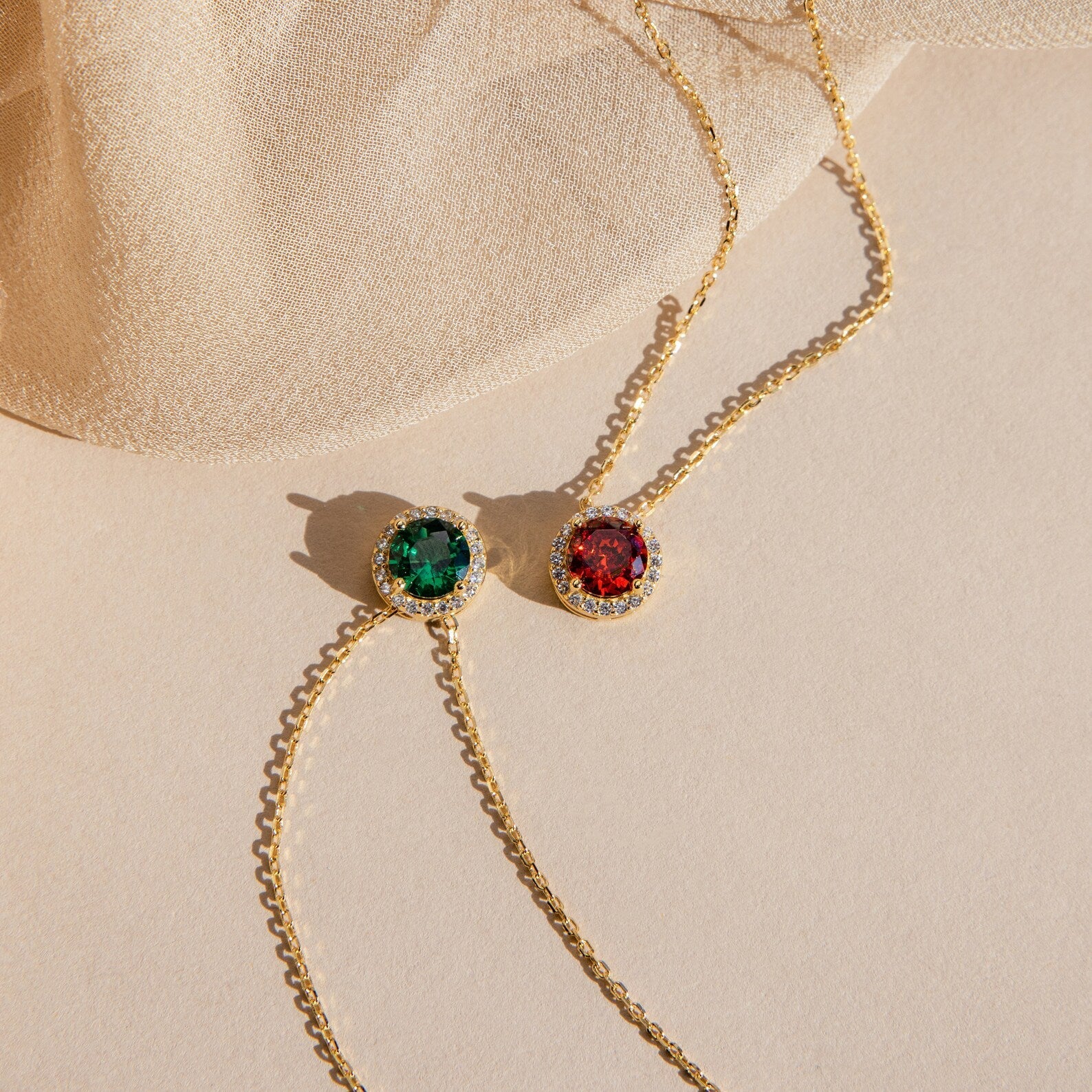 Radiant Elegance: Halo Birthstone Necklace