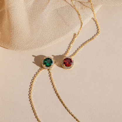 Radiant Elegance: Halo Birthstone Necklace
