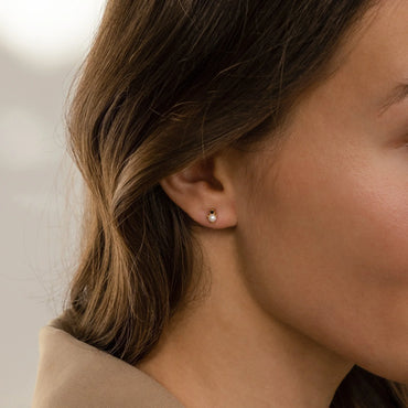 Onyx and Pearl Stud Earrings