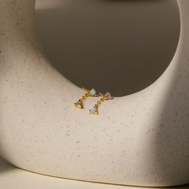 Opal Drop Stud Earrings: Playful Elegance 18K Gold