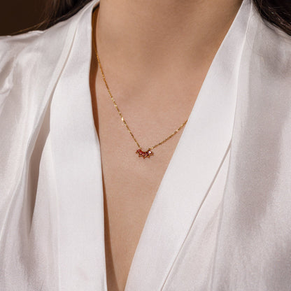 Personalized Marquise Birthstone Necklace 18K Gold January Garnet