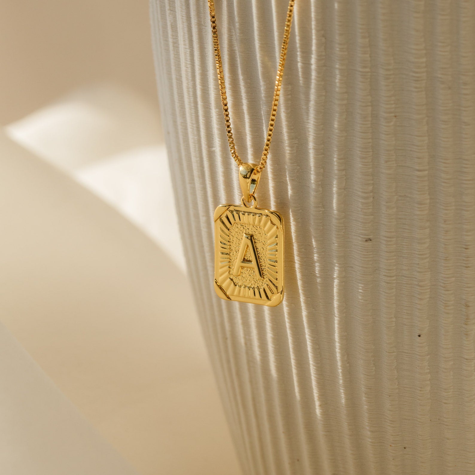 Make a Statement: Personalized Initial Rectangle Pendant Necklace